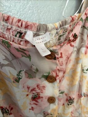 LC Lauren Conrad Pink Floral Button-Front dress with Wooden Buttons